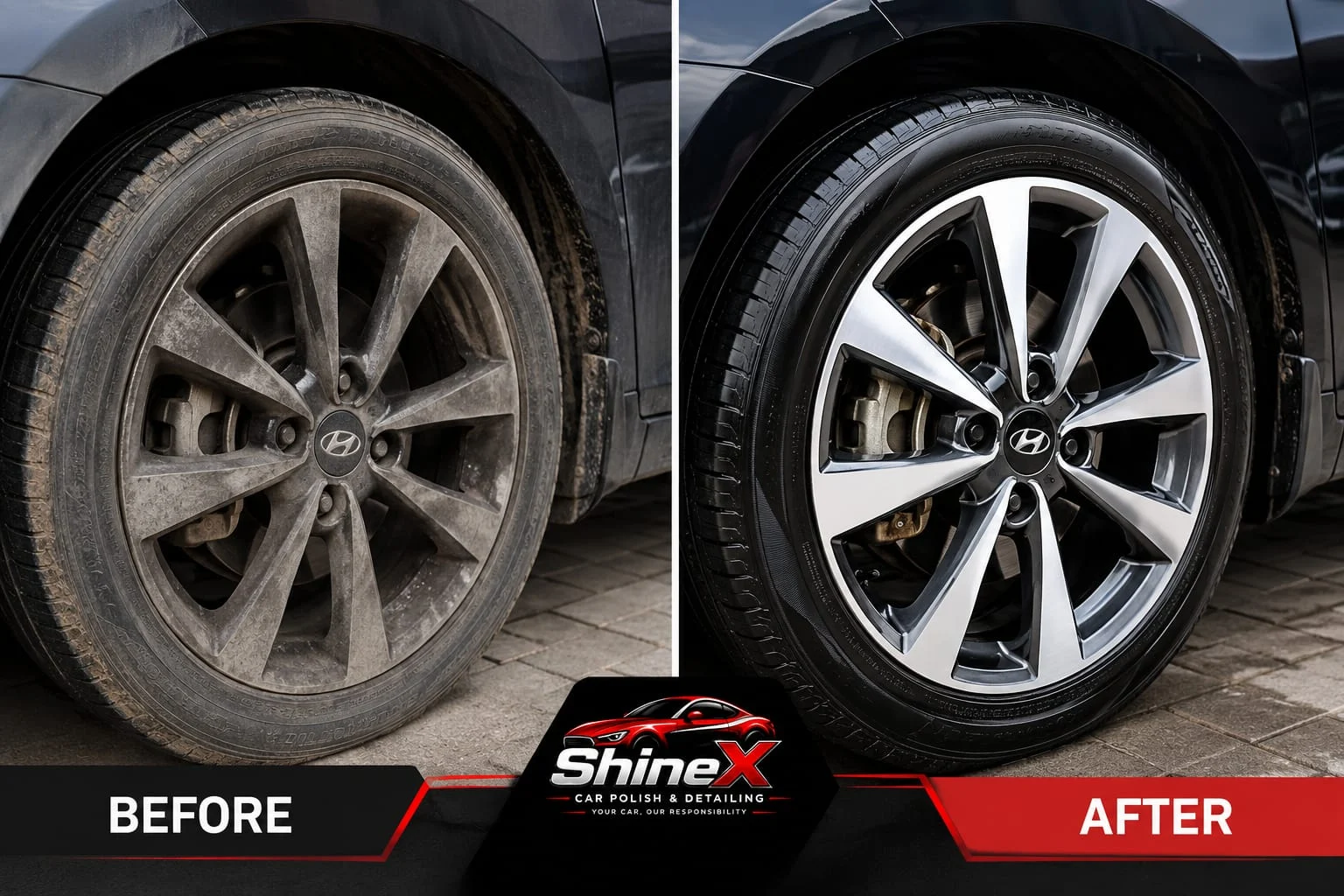 Car detailing before and after result in Dhaka